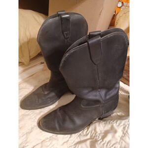 Durango Men's 11 D Farm N' Ranch Western‎ Boots Leather Cowboy Black FR100